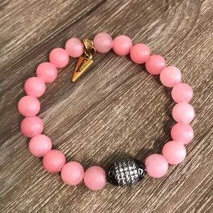 Rose Quartz Black Rhinestone Erimish Bracelet